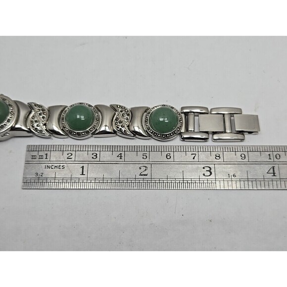 Marcel Drucker Quartz Marcasite Green Cabochon Hidden Dial Watch New Battery main image 4